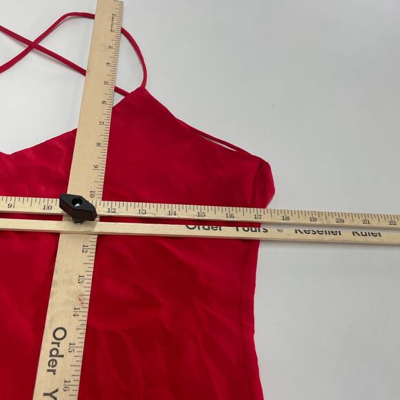 Zara Tank Top Womens Small Red Strappy Back V Neck Satin Layered Asymmetrical - Picture 7 of 7